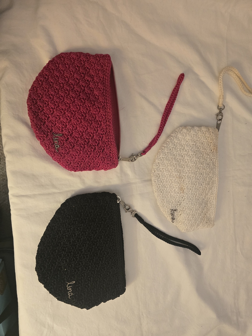 Lina Woven Wristlet Trio - Hot Pink, Black & Cream
